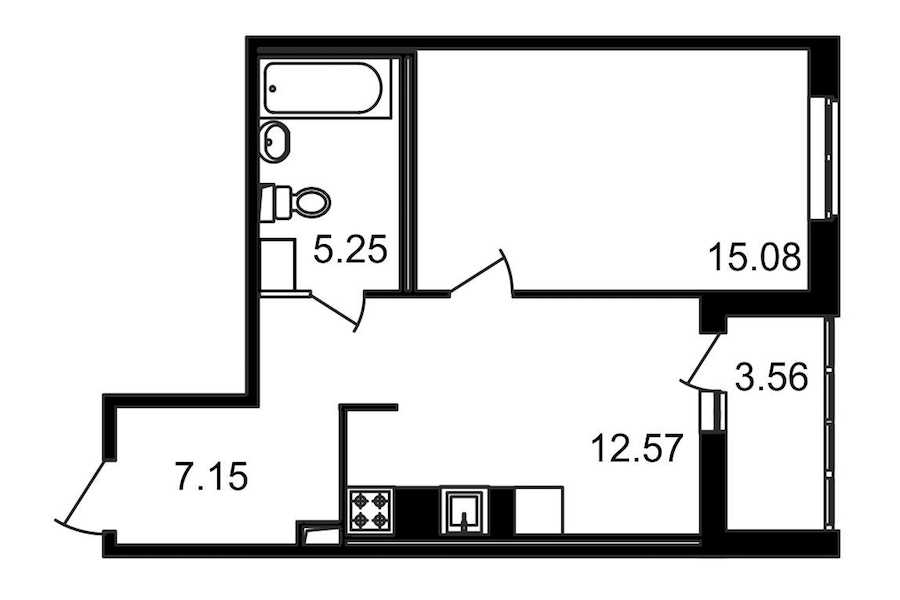 Однокомнатная квартира в : площадь 43.61 м2 , этаж: 1 – купить в Санкт-Петербурге